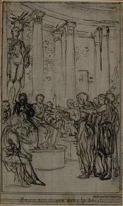 Studie til en illustration i Tacitus "Tiberius, or The Six First Books of the Annals", Book V, Vol. 3, 1st Study af Hubert Francois Gravelot