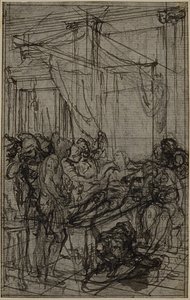 Studie til en illustration i Tacitus "Tiberius, or The Six First Books of the Annals" Book II, Vol. 1 af Hubert Francois Gravelot