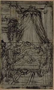 Studie til en illustration i Tacitus "Tiberius, or The Six First Books of the Annals", Book VI, Vol. 3, 2nd Study af Hubert Francois Gravelot