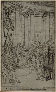 Studie til en illustration i Tacitus "Tiberius, or The Six First Books of the Annals", Book V, Vol. 3, 2nd Study af Hubert Francois Gravelot