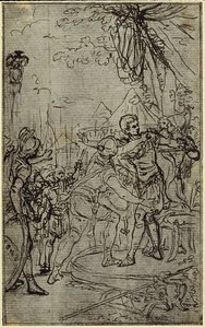 Studie til en illustration i Tacitus "Tiberius, or The Six First Books of the Annals" Book I, Vol. 1, 3rd Study af Hubert Francois Gravelot