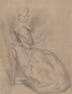 Studie af en siddende dame af Hubert Francois Gravelot