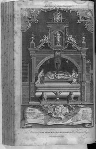 Monumentet til Henry II og Richard I i Fontevrault Abbey, indgraveret af John Goldar, 1786 af Hubert Francois Gravelot