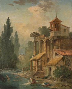 En Caprice med en Eremitage, 1796 af Hubert Robert