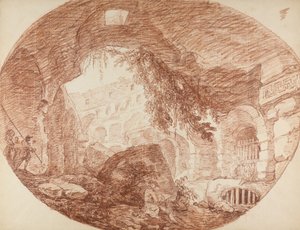 En kunstner, der sidder i ruinerne af Colosseum, ca. 1759 af Hubert Robert