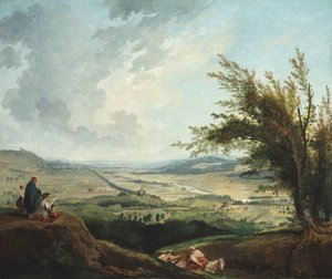 Et stort landskab nær Paris af Hubert Robert