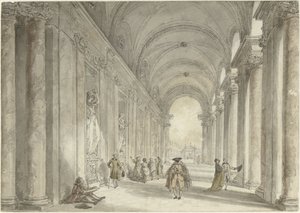 Søjlegang i kasinoet i Villa Albani i Rom Udsigt i søjlegangen foran kasinoet i Villa Albani i Rom af Hubert Robert