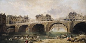 Nedrivning af husene på Notre-Dame-broen, ca. 1786 af Hubert Robert