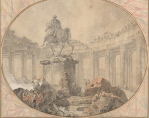 Rytterstatue af Marcus Aurelius, 1757. af Hubert Robert