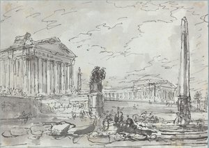 Fantasy om en gammel Campidoglio af Hubert Robert