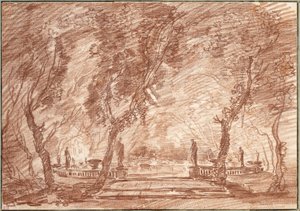 Springvand i parken af Hubert Robert