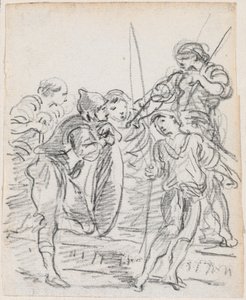 Gruppe af mandlige figurer i samtale af Hubert Robert