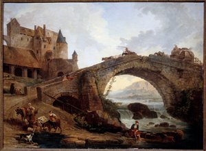 Landskab med bromaleri af Hubert Robert (1733-1808) 1776 søn. 0,76x1,04 m Montpellier musee Fabre af Hubert Robert