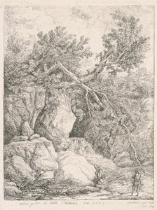 Landskab med et væltet træ af Hubert Robert