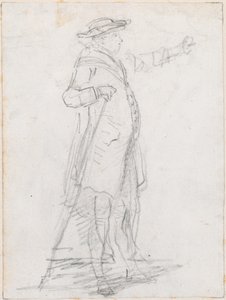 Mand med en spadserstok, set i profil [recto] af Hubert Robert