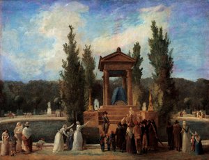 Monument hævet ved Tuilerierne til ære for Jean Jacques Rousseau 10. oktober af Hubert Robert
