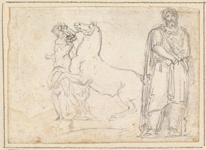 En af "Dioscuri" og en barbarisk fange af Hubert Robert