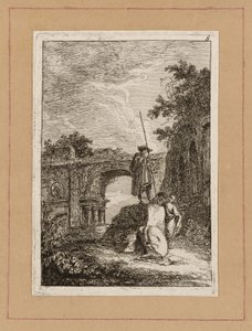 Plade otte fra aftener i Rom af Hubert Robert