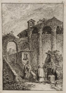 Tallerken fem fra Aftener i Rom af Hubert Robert