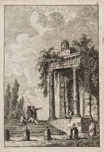Tavle fire fra aftener i Rom, 1763-64 af Hubert Robert