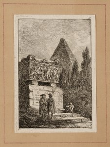Tallerken seks fra Aftener i Rom af Hubert Robert