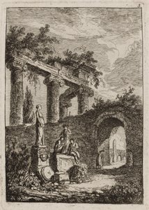Tavle tre fra Aftener i Rom af Hubert Robert