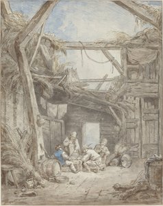 Ødelagt gård af Hubert Robert