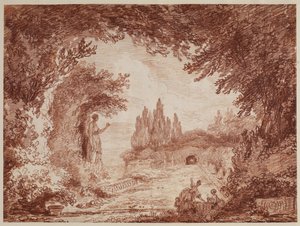 Terrasse i en italiensk have, ca. 1760 af Hubert Robert