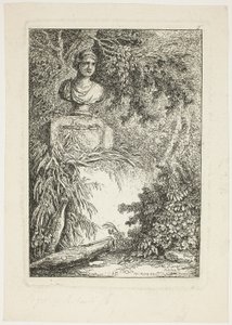 Busten, tallerken to fra Aftener i Rom af Hubert Robert