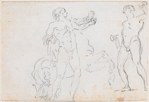 To studier af statuen af Alexander og Bucephalus [verso] af Hubert Robert