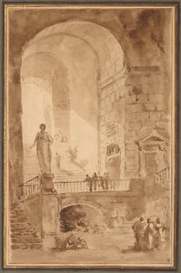Hvælvet trappe, ca. 1770-1779. af Hubert Robert