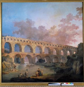 Udsigt over broen du Gard Maleri af Hubert Robert (1733-1808) 1700-tallet søn. 2,42x2,42 m - Udsigt over Pont du Gard (Frankrig). Maleri af Hubert Robert (1733-1808) af Hubert Robert