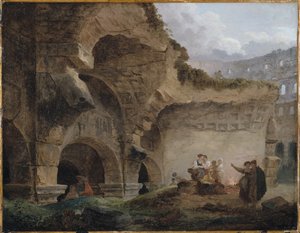 Vaskekvinder i Colosseums ruiner af Hubert Robert