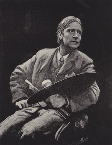 Hubert Herkomer, britisk kunstner (litho) af Hubert von (after) Herkomer