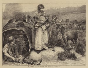 En sigøjnerlejr på Putney Common af Hubert von Herkomer