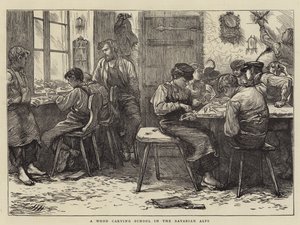 En træskærerskole i de bayerske alper af Hubert von Herkomer