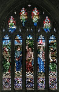 Langport, All Saints, Belham & Co, Hugh Arthur Kennedy, Abraham, Job, David, Moses og Salomon, 1879 af Hugh Arthur Kennedy