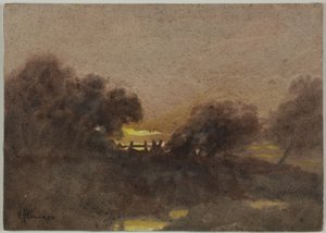 Landskab med port ved solnedgang af Hugh Huntington Howard
