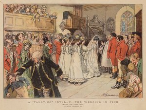 En Tally-Ho-idyl: brylluppet i pink (farvelitografi)