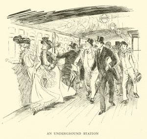 En undergrundsstation (gravering) af Hugh Thomson
