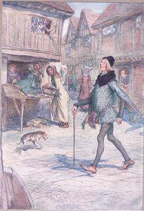 Holder han ikke som det var hovedet op? Og struct in his gate?, illustration fra The Merry Wives of Windsor, 1910 af Hugh Thomson