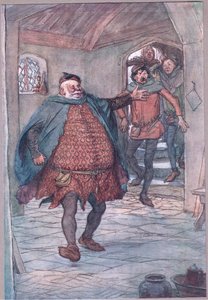 Falstaff, pistol, Nym og Bardolph, illustration fra De muntre koner af Windsor , 1910 af Hugh Thomson
