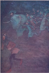 Indtast Sir Hugh Evans, Anne Page og de andre, illustration fra The Merry Wives of Windsor, 1910 af Hugh Thomson