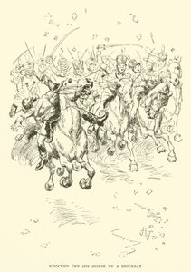 Slået af sin hest af en Brickbat (gravering) af Hugh Thomson