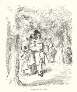 London: Pepys and his Wife (farvelitografi) af Hugh Thomson