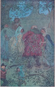 Nu, gode Sir John, hvordan lever dine Windsor-koner, illustration fra The Merry Wives of Windsor, 1910 af Hugh Thomson