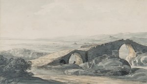 Devils Bridge ser ud mod havet, floden Anda, ca. 1818 (wc på papir)