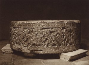 Mexico: Kong Tizocs offeralter, Nationalmuseet (s/h-foto) af Hugo Brehme