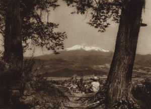 Mexico: Amecameca med Iztaccihuatl (s/h-foto) af Hugo Brehme