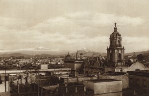 Mexico: Hovedstaden Mejico, delvis udsigt mod øst (s/h-foto) af Hugo Brehme